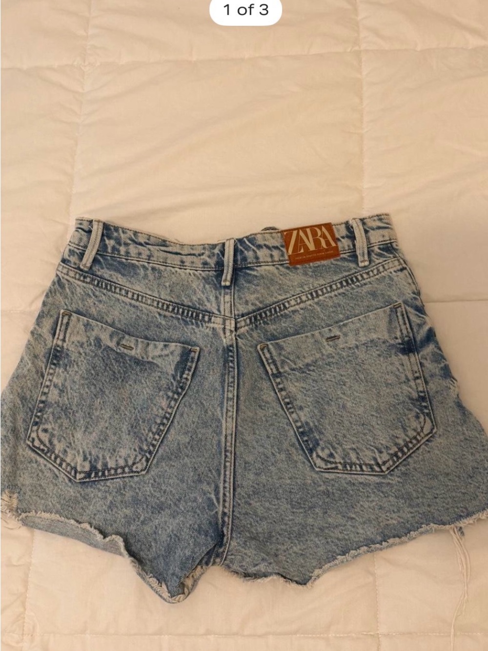 ZARA Light Blue Acid-Wash Denim Shorts